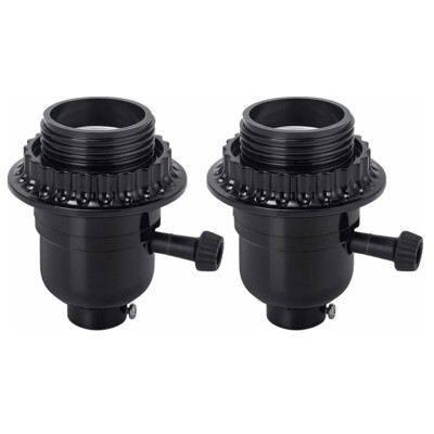 2X E26 E27 Light Lamp Base Socket Turn Switch Knob ON/Off Threaded Ring N840