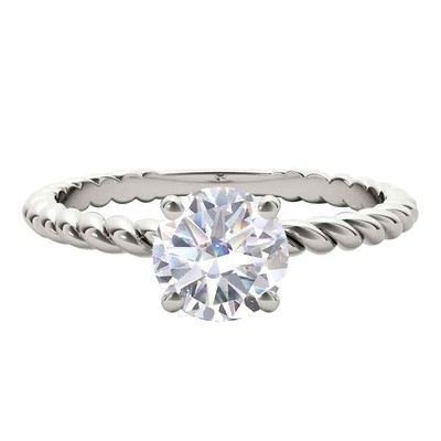 Pre-owned Maulijewels 1.00 Carat White Moissanite Diamond Engagement Ring For Women In 14k