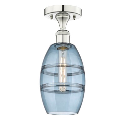 Innovations 616-1F Vaz 1Lt 6'' Semi-Flush, PN/Blue - 616-1F-PN-G557-6BL