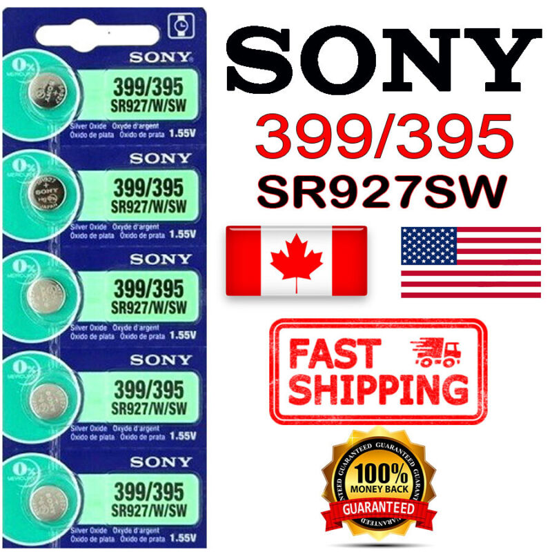 5 Pcs Sony 399 395 Sr927sw Silver Oxide 1.55v Watch Battery Exp 2025 Free Return