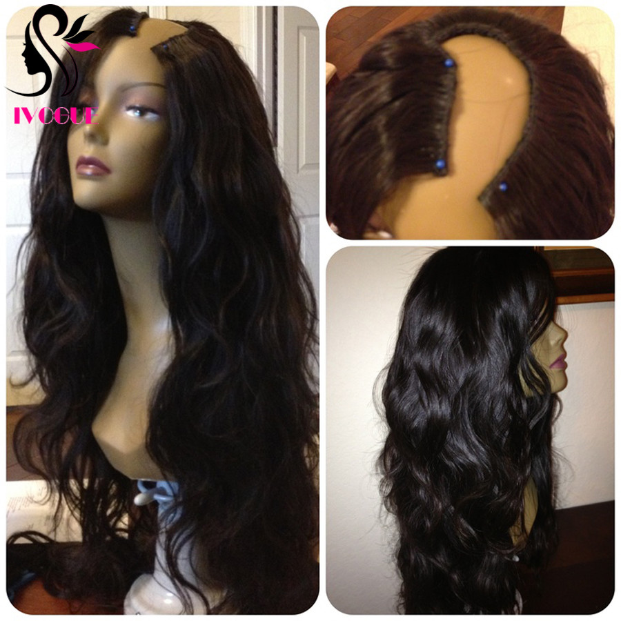 Long Wavy U Part Wig Virgin Malaysian Glueless Human Hair Wigs