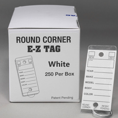 CarBowz Car Dealer Key Tags Self Laminating Round Corner White Color Tough Tags