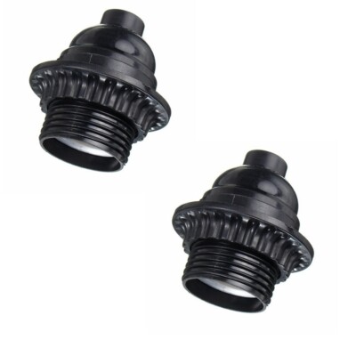 2X Phenolic Keyless Light Socket E26 E27 Base Lamp Replacement Black N839