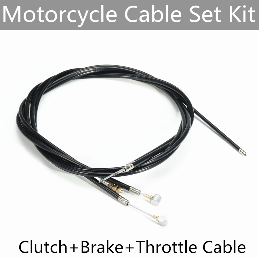 Universal Black Motorcycle Cable Set Kit Clutch Brake Throttle Harness Wires