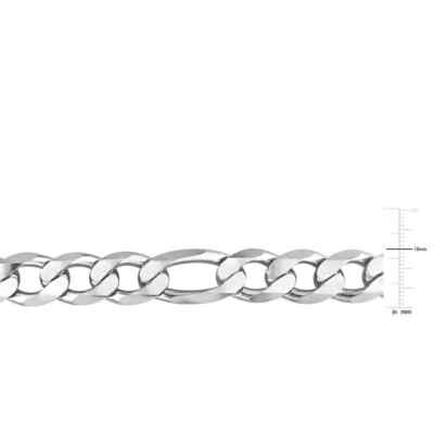 Pre-owned Amour 14.5mm Figaro Chain Necklace In Sterling Silver, 24 In In White