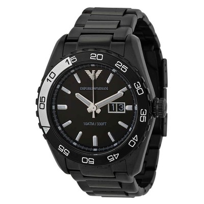 Мужские часы Emporio Armani Sportivo с черным циферблатом и ионным покрытием Blaxk AR6049