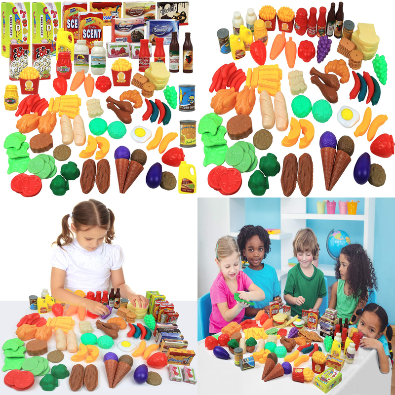 120 Pcs Pretend Play Food Set Kids Play Kitchen Accessories Toy Food For Girls