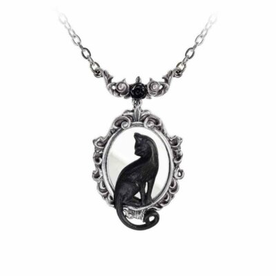 Alchemy Gothic Feline Felicity Black Cat Pewter Pendant Necklace   Local Stoc...