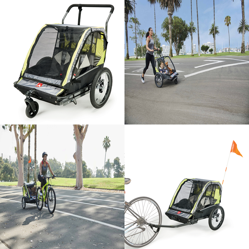 MEJOR Remolque De Bicicleta Cochecito 2 Ninos Portabebes Carro Para Correr Andar