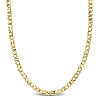 Pre-owned Amour 4mm Curb Link Chain Necklace In 14k Yellow Gold, 18 In
