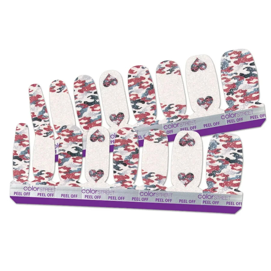 Color street HEART OF THE HERO polish strips FDG448 red white blue nail art