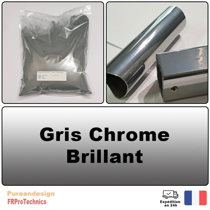Peinture Poudre De Thermolaquage 1 Kg Gris Chrome Brillant- Powder Coating