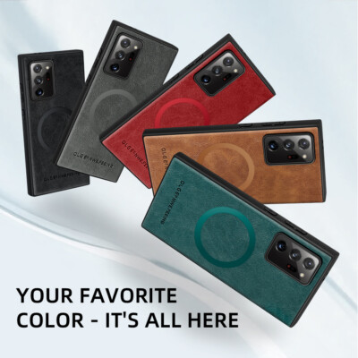 For Samsung Galaxy Note20 Ultra Note10 Slim PU Leather Soft Bumper Magnetic Case