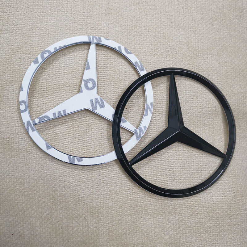90mm Rear Trunk Emblem Badge Decal Sticker For Mercedes Benz Glossy Black