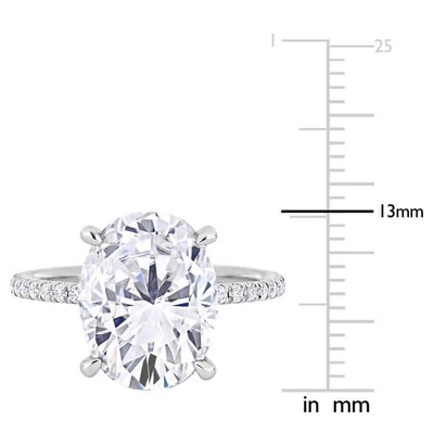 Pre-owned Amour 4 7/8 Ct Dew Oval Created Moissanite Engagement Ring In 10k White Gold