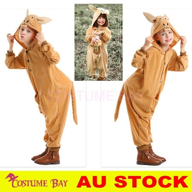 Kangaroo Furry Jumpsuit Adult Kids Onsie Costume Joey Cosplay Book