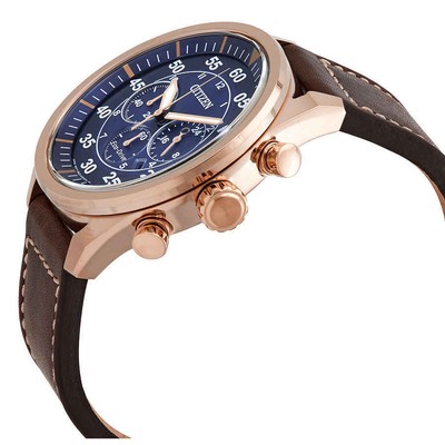 Pre-owned Citizen Avion Chronograph Eco-drive Blue Dial Men's Watch Ca4213-18l