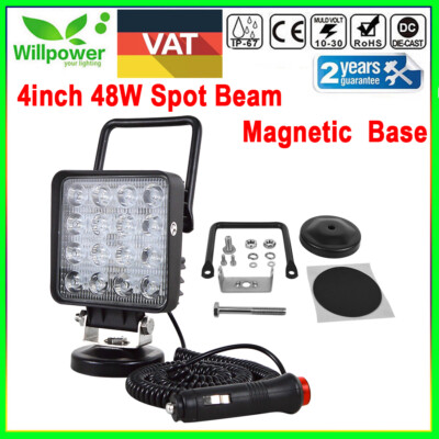 4inch 48W Square Portable Magnetic Base Spot Led Work Light for Car Off road 4x4