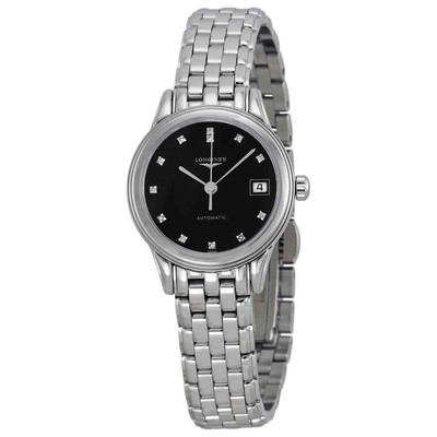 Pre-owned Longines Flagship Diamond Automatic Black Dial Ladies Watch L42744576