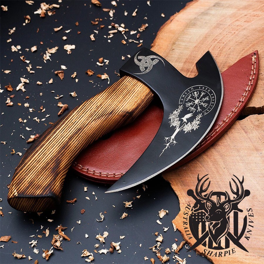Pizza Axe Cutter Viking Handmade Steel Custom Carbon Hatchet Tomahawk Hand M-144