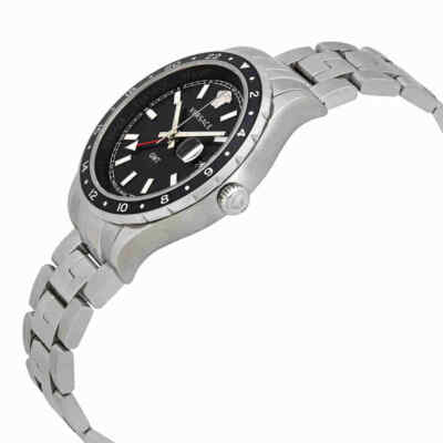 Pre-owned Versace Hellenyium Gmt Black Dial Men's Watch V11100017
