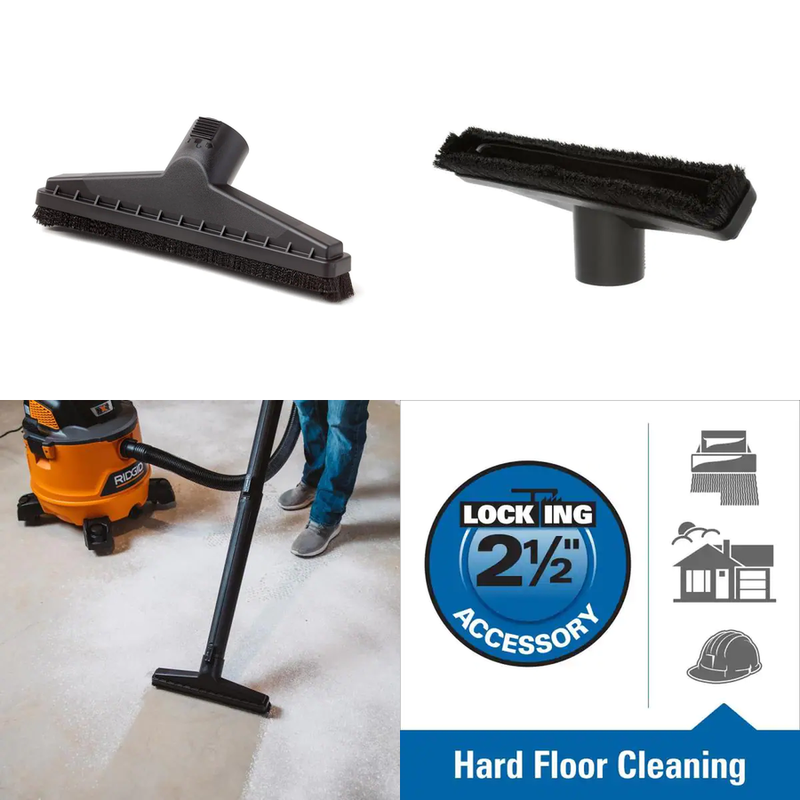 RIDGID 2-1/2 In. Locking Accessory Floor Brush for Wet/Dry Shop Vacs