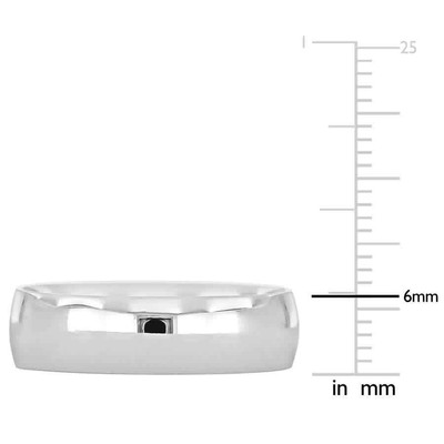 Pre-owned Amour Men's 6mm Finish Wedding Band In 14k White Gold