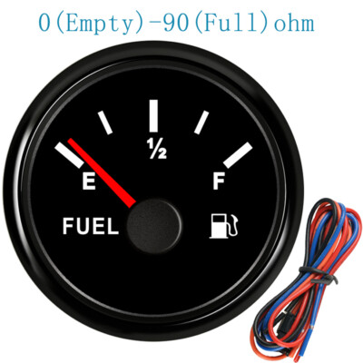 52mm Black Fuel level Gauge 0-90ohms for Car Truck Marine Boat Red LED USA STOCK