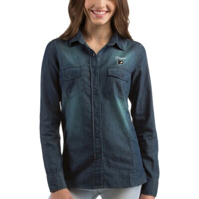 Philadelphia Flyers Women s Antigua Denim Outlook Long Sleeve Button-Up Shirt