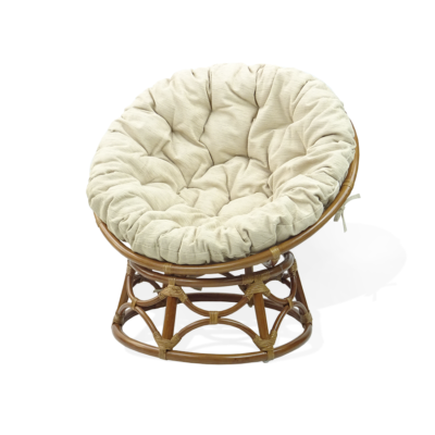 Kids Papasan ECO Handmade Rattan Wicker Chair with Cream Cushion