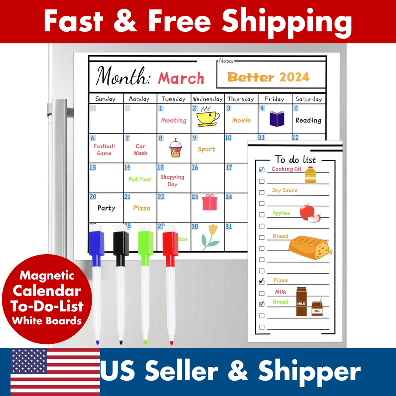 Magnetic Dry Erase Calendar Reusable Whiteboard To Do List White Board Fridge