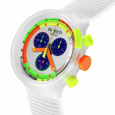 Pre-owned Swatch Psl  Neon Jelly Sb02k100 Wristwatch Oversize Retro Watch Brand