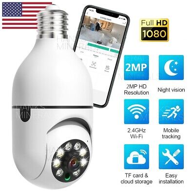 360° 1080P IP E27 Light Bulb Camera Wi-Fi Wireless Smart Home Security IR Night
