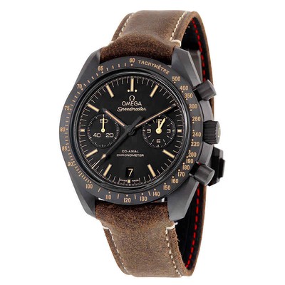 Мужские часы Omega Speedmaster Moonwatch с коаксиальным хронографом и автоматическим черным циферблатом