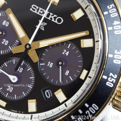 Pre-owned Seiko Prospex Men Watch Japan Sbdl113 Speedtimer Black X Gold Solar Chronograph In Silver