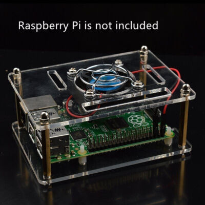 Arcylic Clear Case Shell Enclosure Fan Heatsink For Raspberry Pi 3/2 Model B/B+