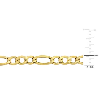AMOUR AMOUR MEN'S 24 INCH FIGARO LINK CHAIN NECKLACE IN 10K YELLOW GOLD (7 MM)