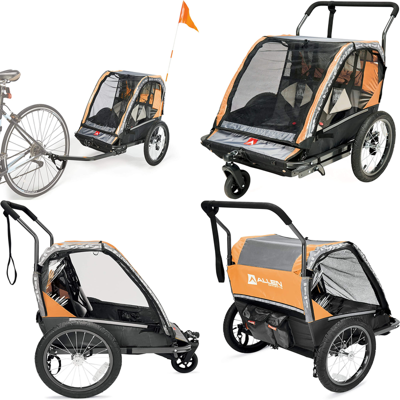 2 Child Carrier Cargo Steel Cart Wheel Runner Kids Stroller