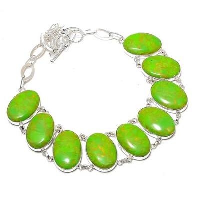 Copper Green Turquoise Gemstone 925 Sterling Silver Oval Jewelry Necklace 18" r3 Copper Green Turquoise Gemstone 925 Sterling Silver Oval Jewelry Necklace 18" r3