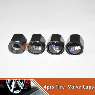 For BMW 4pcs M Logo Fine Black Car Auto Tire Tyre Wheel Valve Stems Caps