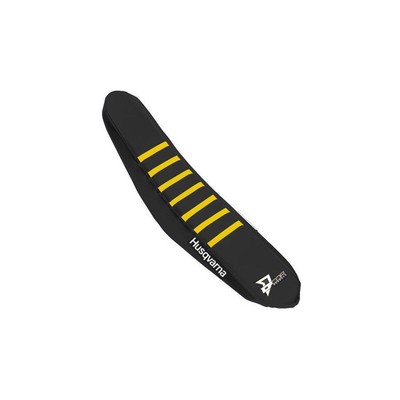 D'COR Visuals Gripper Seat Cover - Husqvarna - Black With Yellow Ribs