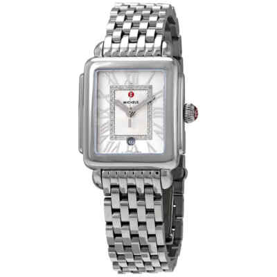 Pre-owned Michele Deco Quartz White Dial Ladies Watch Mww06g000012