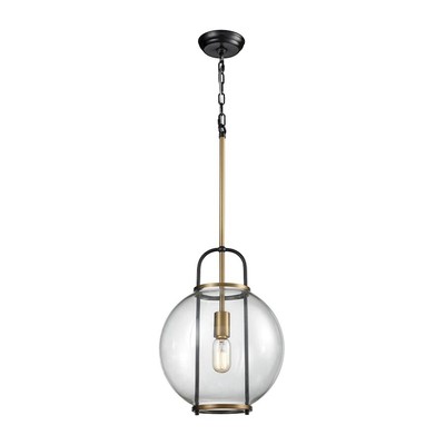 Elk Home Faraday 1-Light Mini Pendant, Aged Brass, Black - D3229