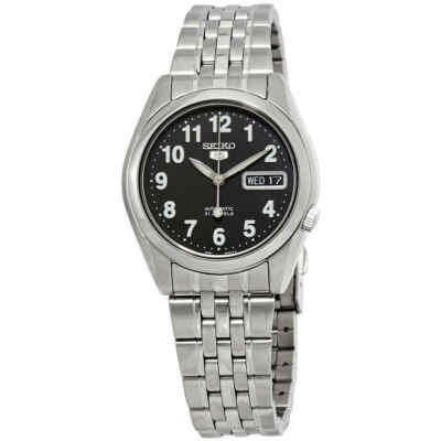 Мужские часы Seiko Series 5 с автоматическим черным циферблатом SNK381