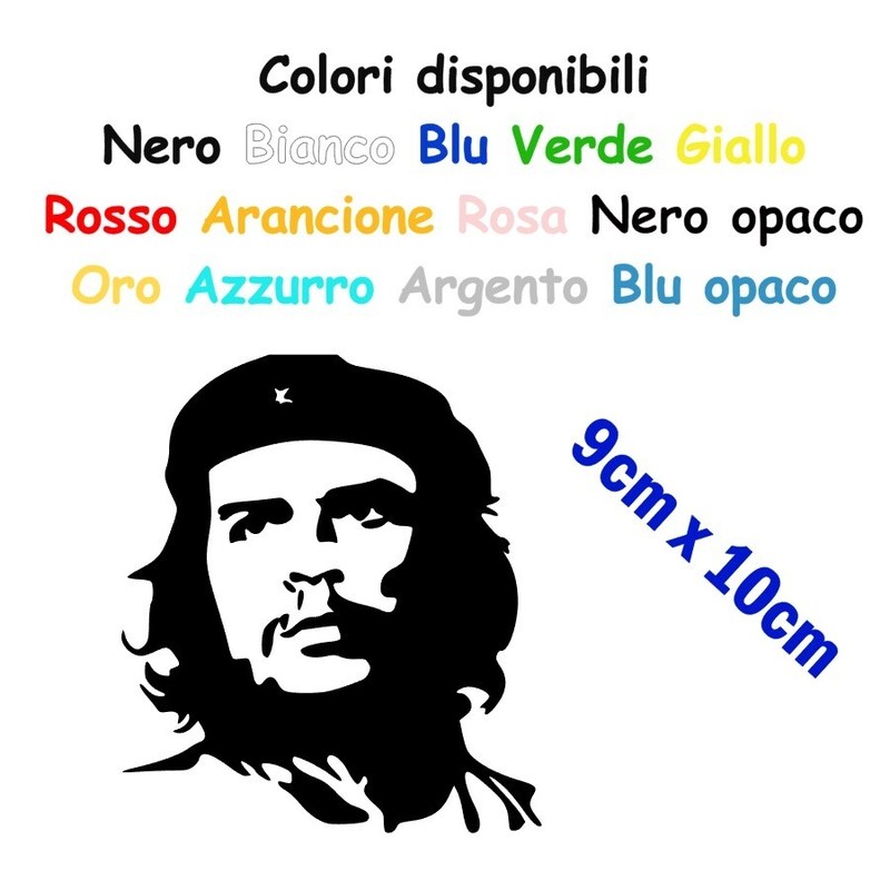 Adesivo Che Guevara 9cmx10cm Vari Colori Prespaziato