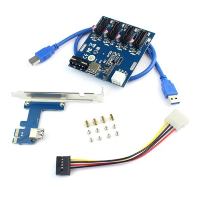 Riser Card PCIe 1 to 4 PCI Express 1X Slot Multiplier Card Mini ITX to 4 PCI-e