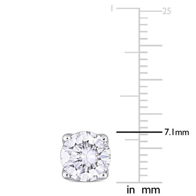 Pre-owned Amour 2 1/2 Ct Dew Created Moissanite Solitaire Stud Earrings In 10k White Gold