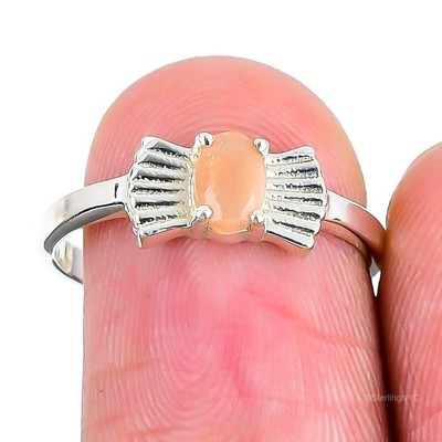 Natural Sunstone Gemstone Statement Ring Size 8 925 Sterling Silver For Women