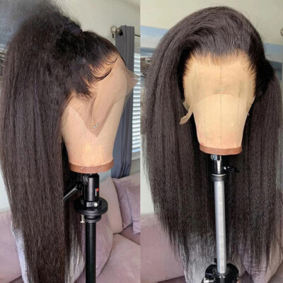 Kinky Straight Lace Front Wig 13x6 Lace Closure Human Hair Wig for Woman Natural