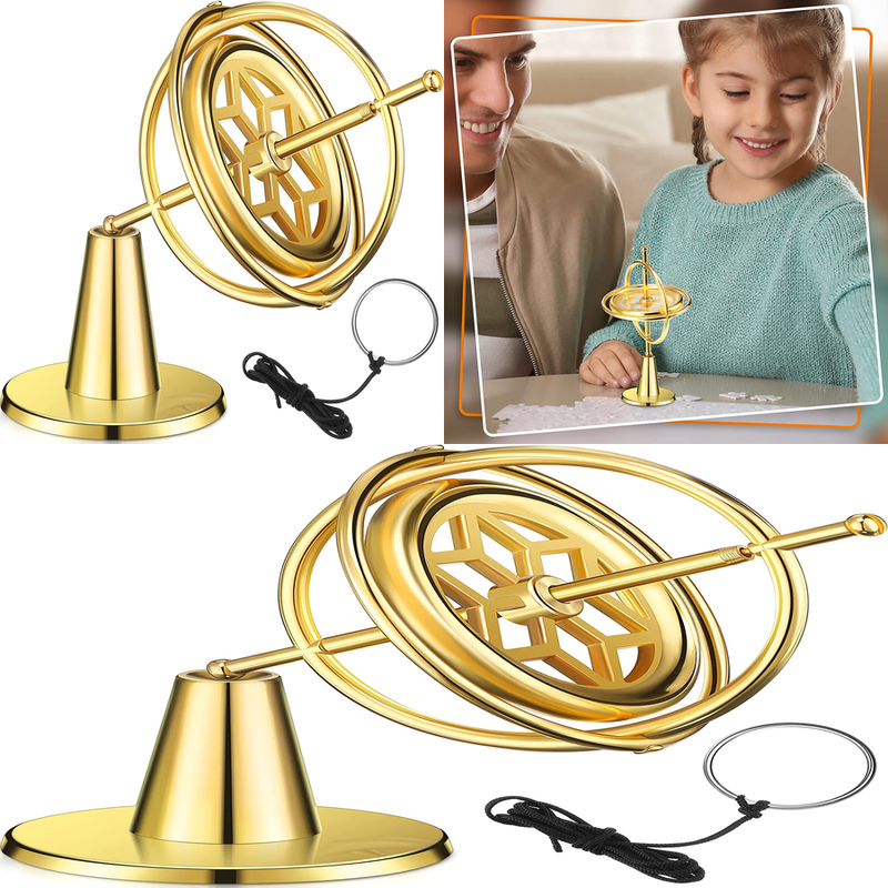 Gyroscope Balance Metal Anti-Gravity Top for Educational Training Toy (Gold)